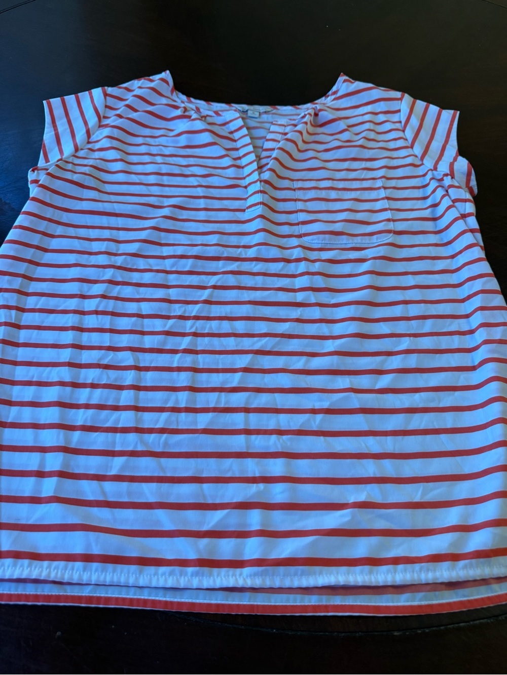 GAP Women's White and Red Striped Short Sleeve Tunic